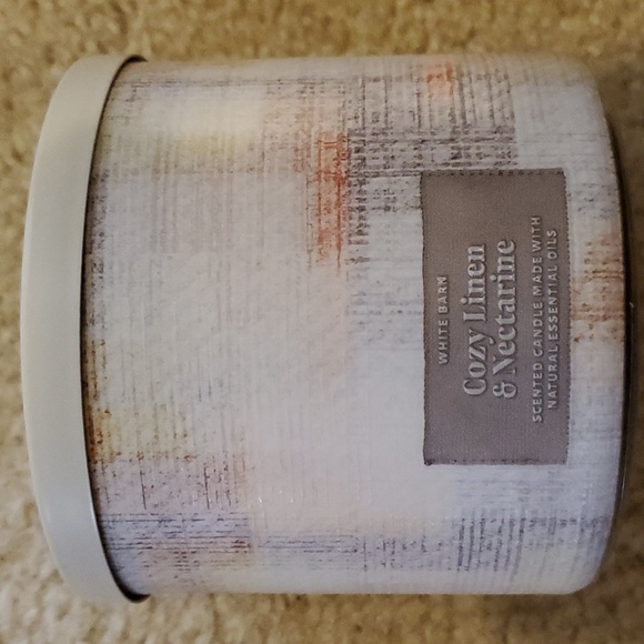Bath & Body Works Accents White Barn Cozy Linen Nectarine 3wick Candle Poshmark
